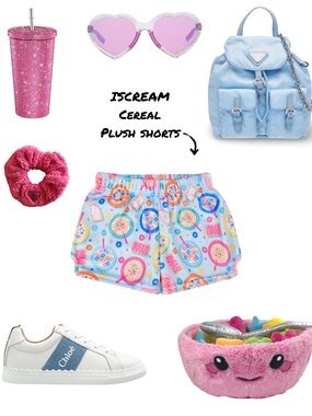 ISCREAM Kids' Cereal Plush Lounge Shorts - Pastel Blue